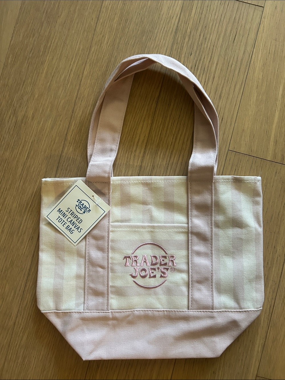 Trader Joe’s Pink Stripe Mini Canvas Tote Bag